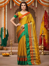 Women's Cotton Silk Mustard Printed DesignerSaree With Blouse Piece